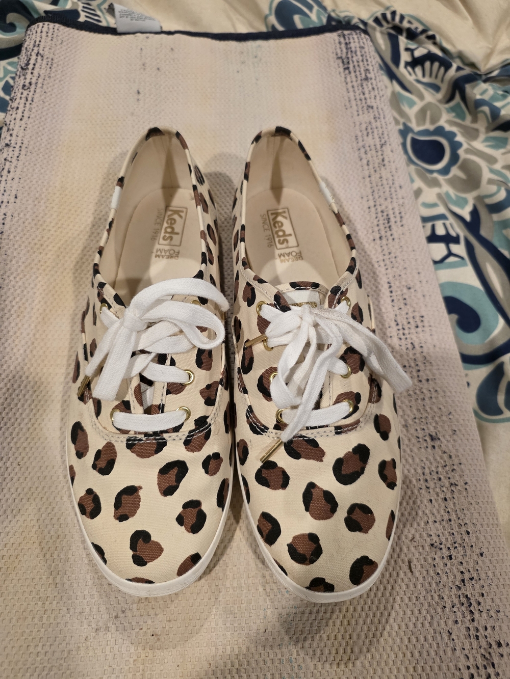 Keds Women’s Leopard Print Canvas Sneakers - Cream Brown Black